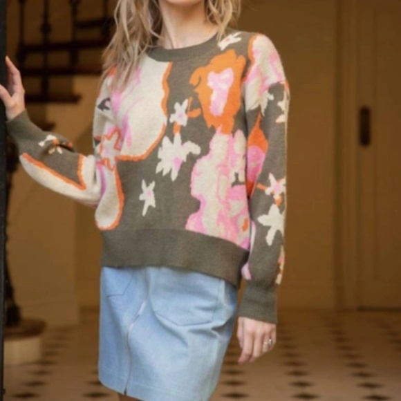 Voy size S green/pink/cream/orange sweater - Picture 5 of 5